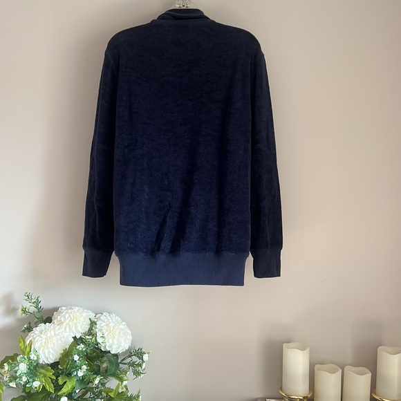 COPY - Joseph Abboud navy terrycloth shawl lapel pullover hoodie - Picture 5 of 8